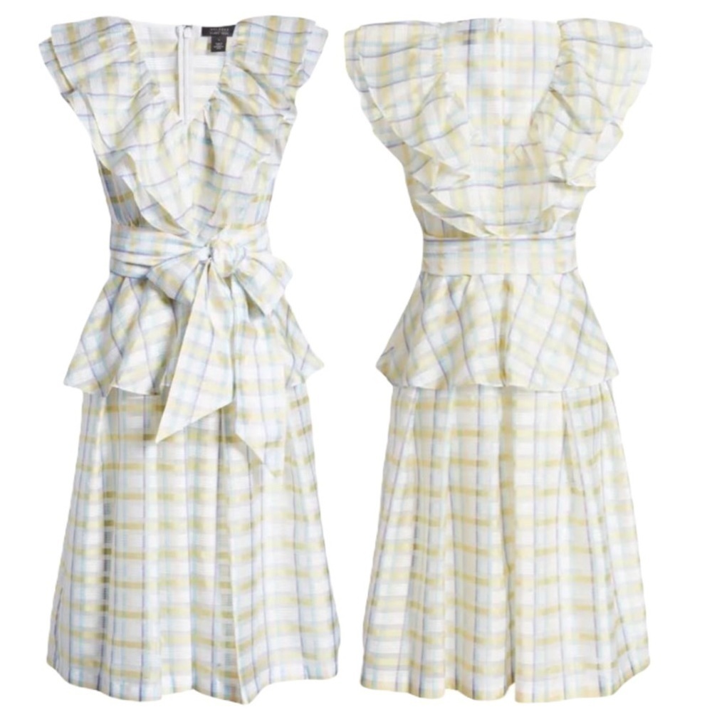 Halogen x Atlantic Pacific Bow Plaid Ruffle Dress M